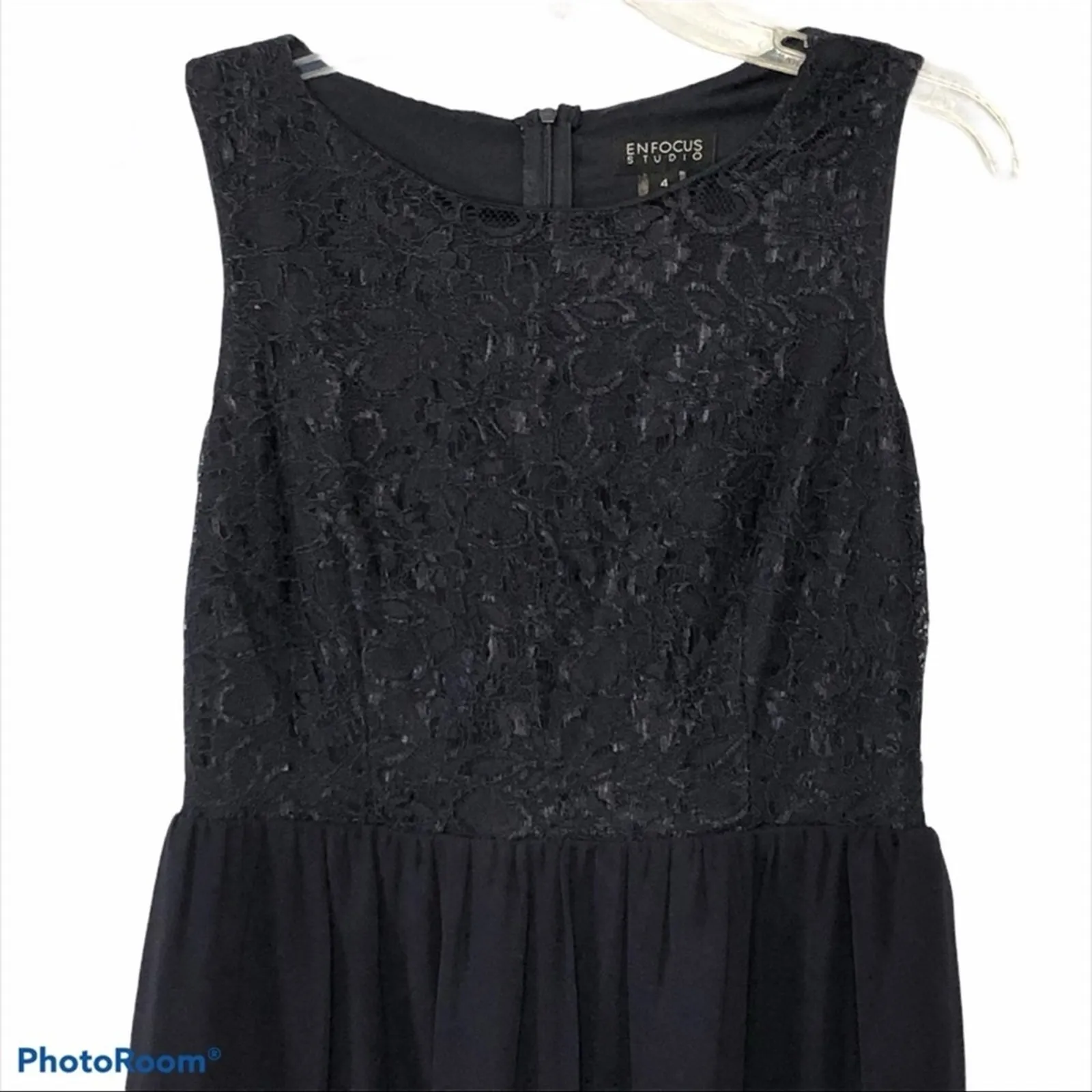 Enfocus Studio Navy Blue High-Low Chiffon Midi Dress Size 4 - Image 4