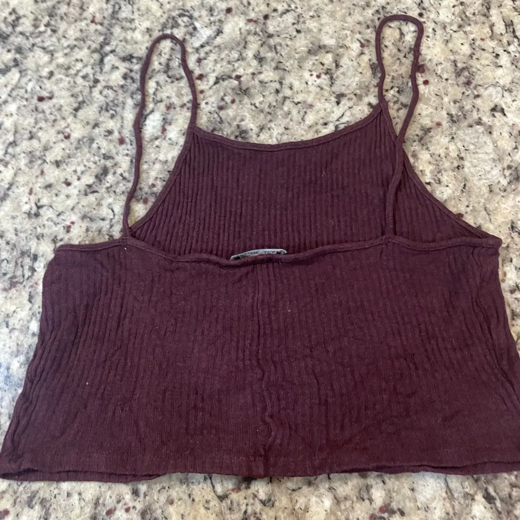 Brandy Melville Burgundy Ribbed Camisole - Image 2