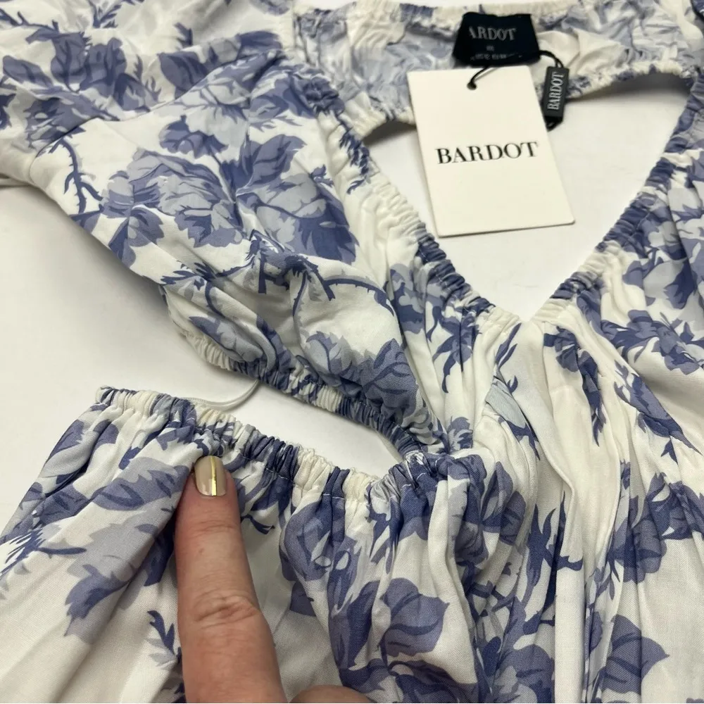 Bardot Eden Mini Dress Women US Size 12 Blue White Floral NEW *TINY SURFACE FLAW - Image 11