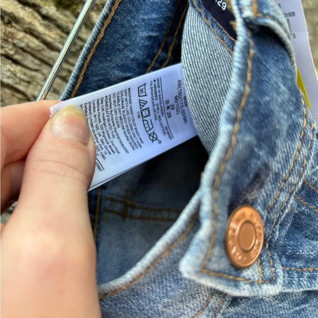 Denim Midi Skirt with Front Slit Blue Size undefined - Image 9