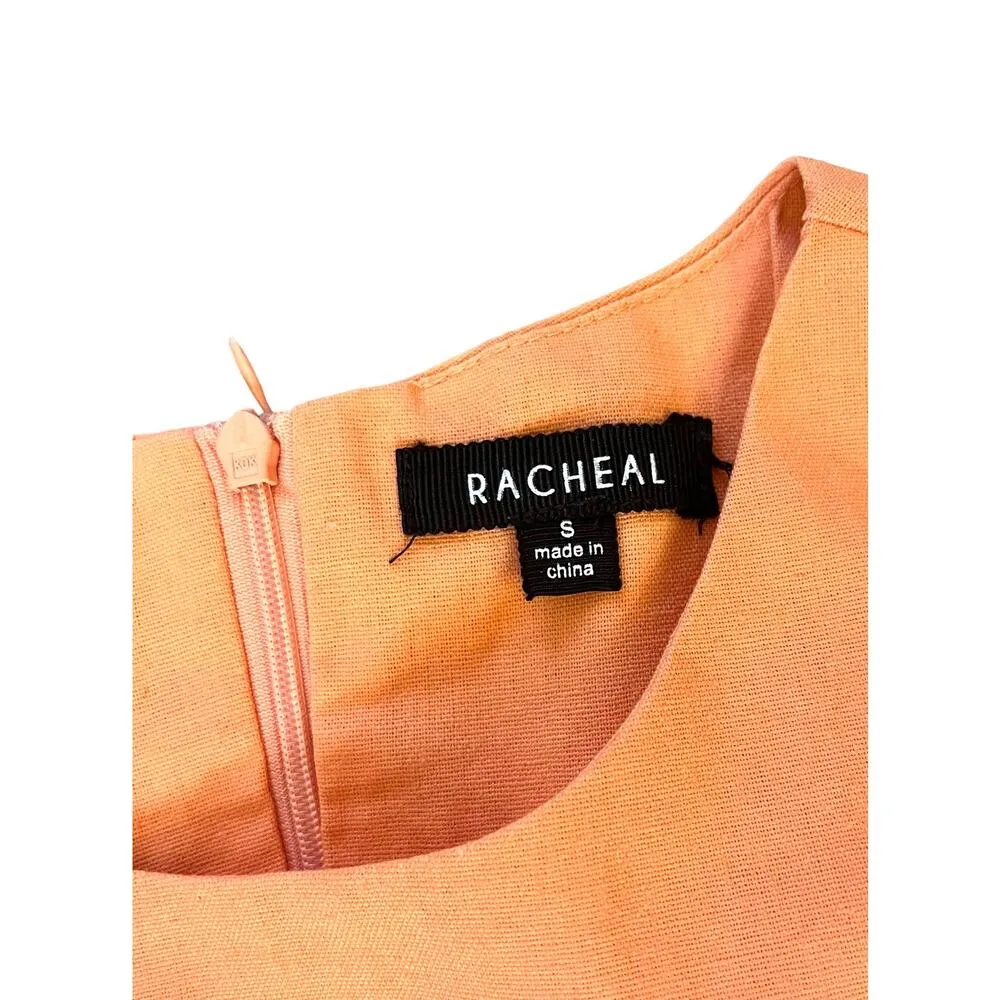 Orange RACHEAL DRESS Size Small Double Split Side Pockets Sleeveless Zip Lined - Image 6