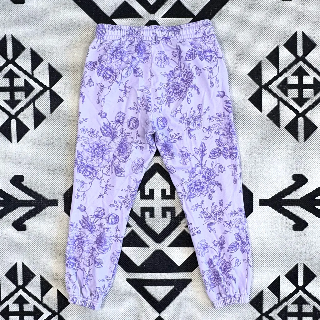Terez Lavender Floral Jogger Sweatpants Medium - Image 9