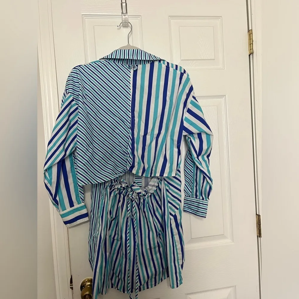 Solid & Striped The Emerson Dress in Cerulean & Cobalt Stripe - Image 4