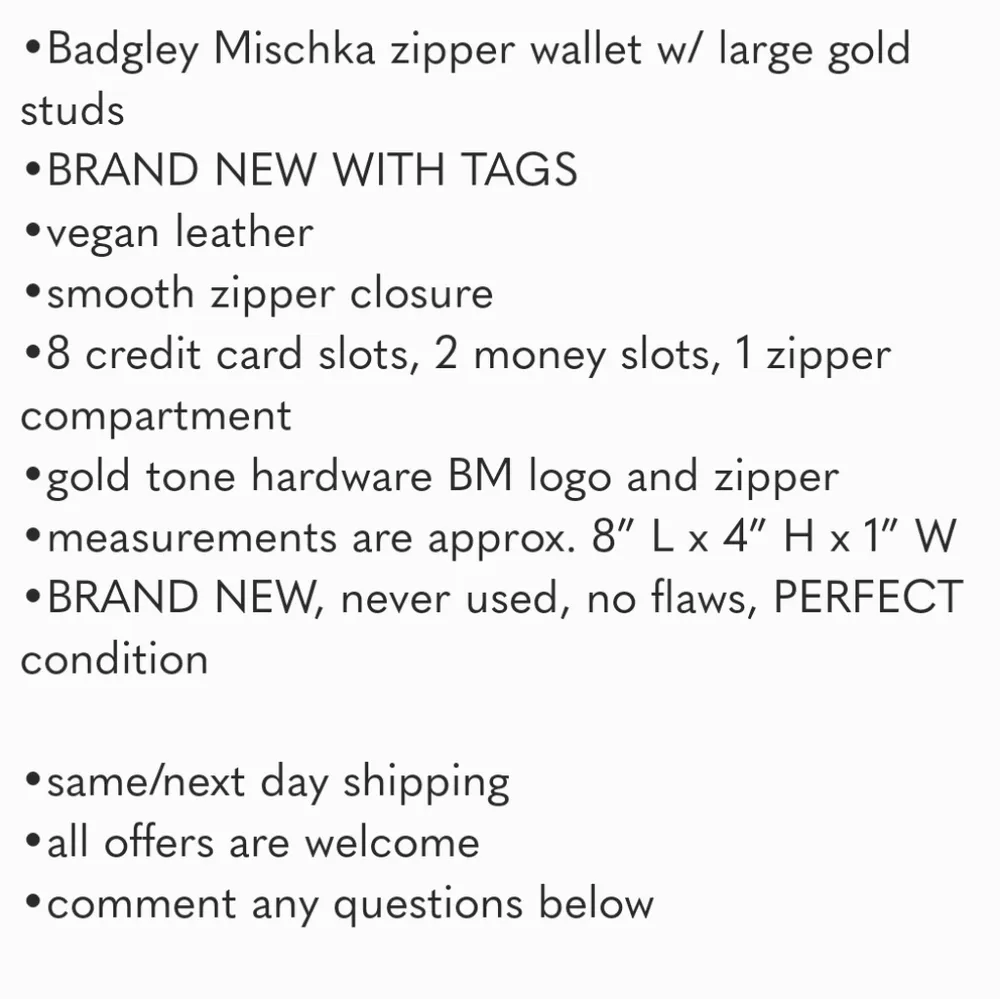 Badgley Mischka wallet w/ large gold studs NWT - Image 4