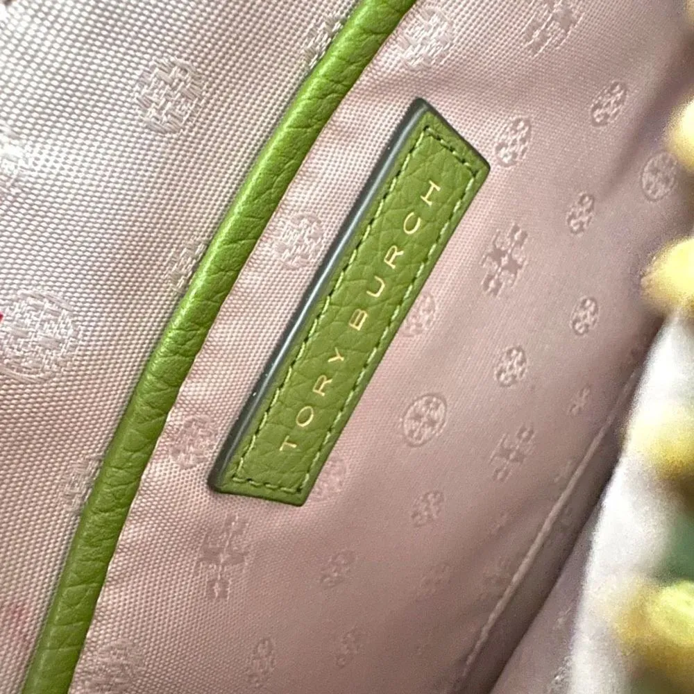 TORY BURCH | Blake Green White Gingham Crossbody Double Zip 3 Compartment Bag - Image 6