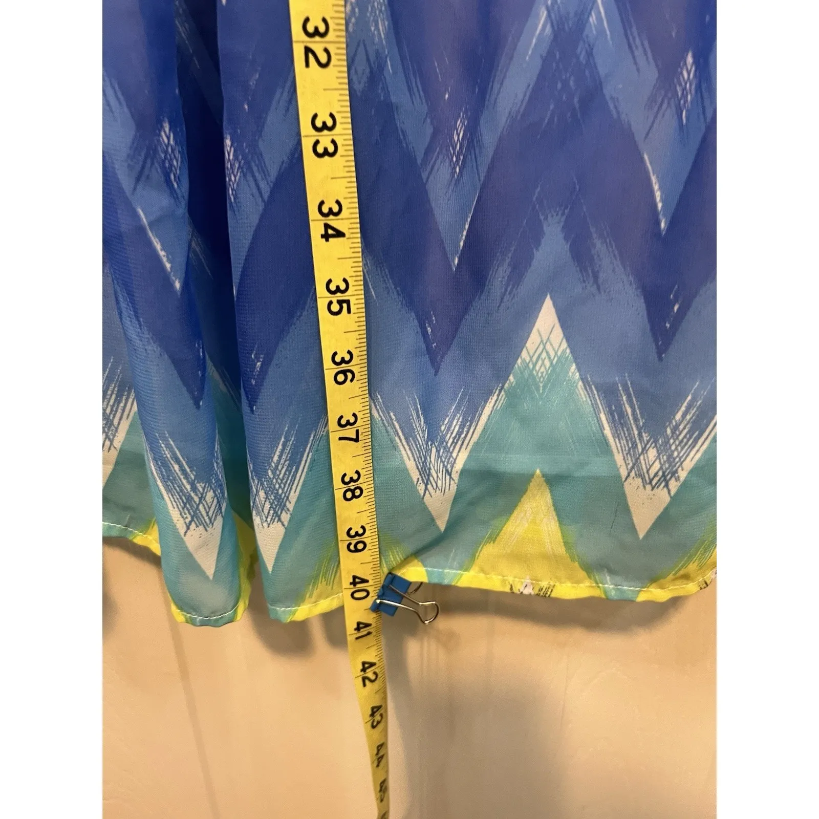 Dress Barn Size 16 Polyester Sleeveless Multi Colored Blue And Yellow Dress - Image 4