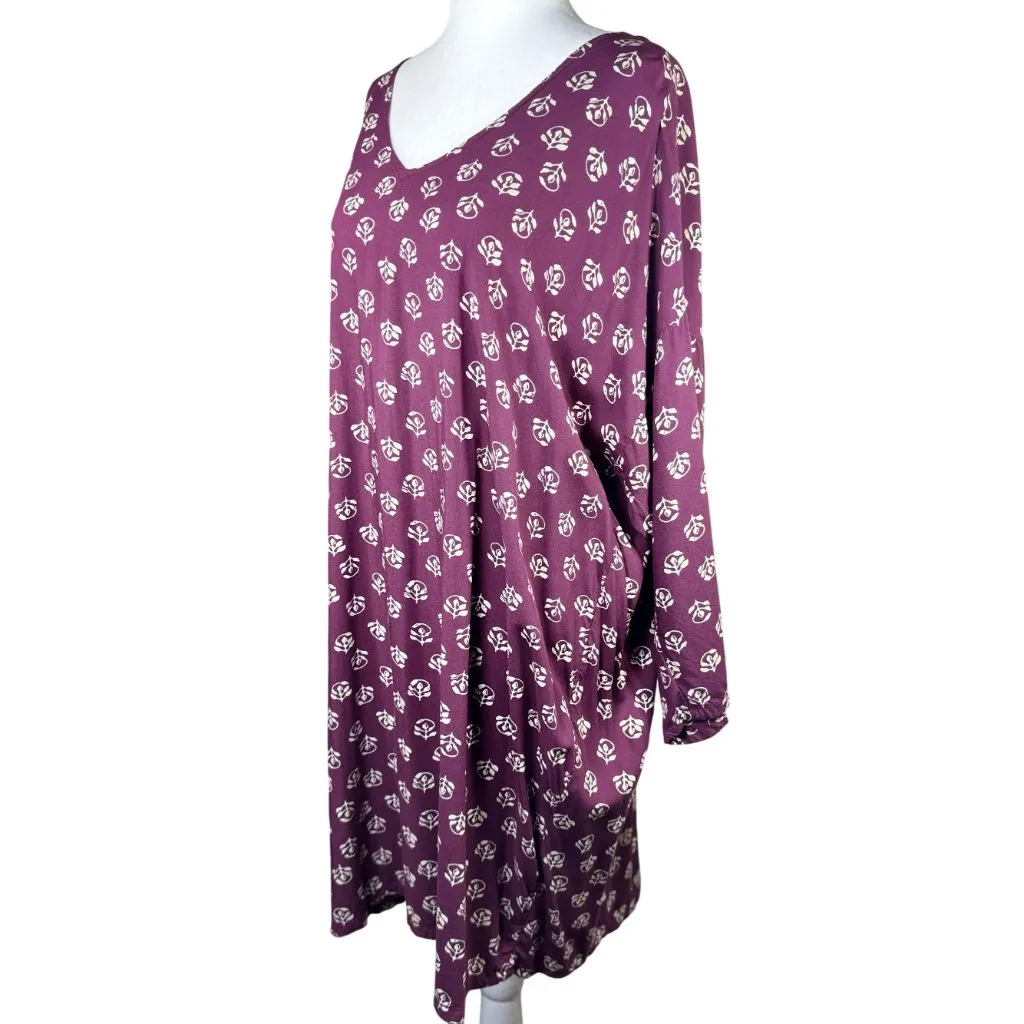 Old Navy Womens Size XL Purple Floral Long Sleeve Tunic Top 100% Rayon - Image 6
