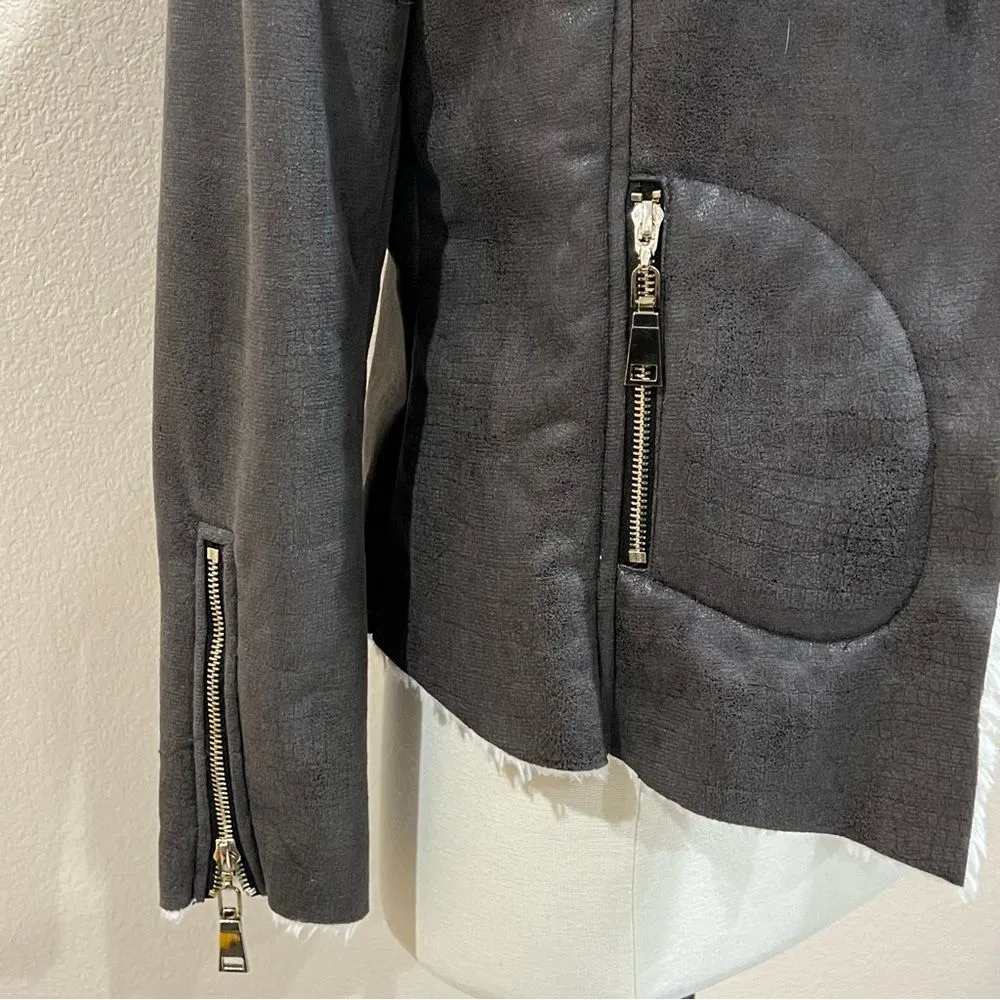 Soft Surroundings Taupe Faux Suede Sherpa Lined Jacket Size Small - Image 7