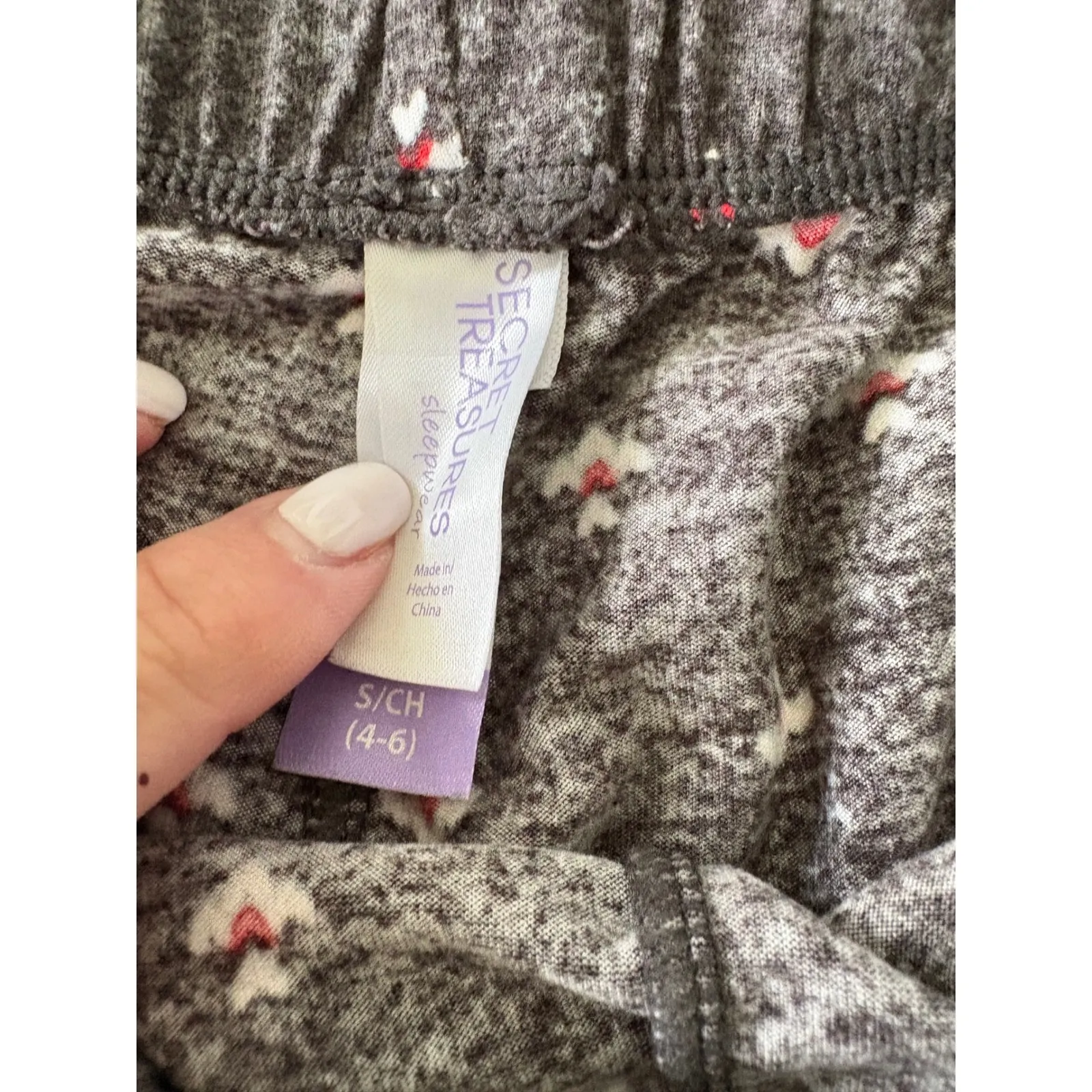 Secret Treasures Christmas Reindeer Pajama Set Sleepwear Gray Red S 4-6 - Image 6