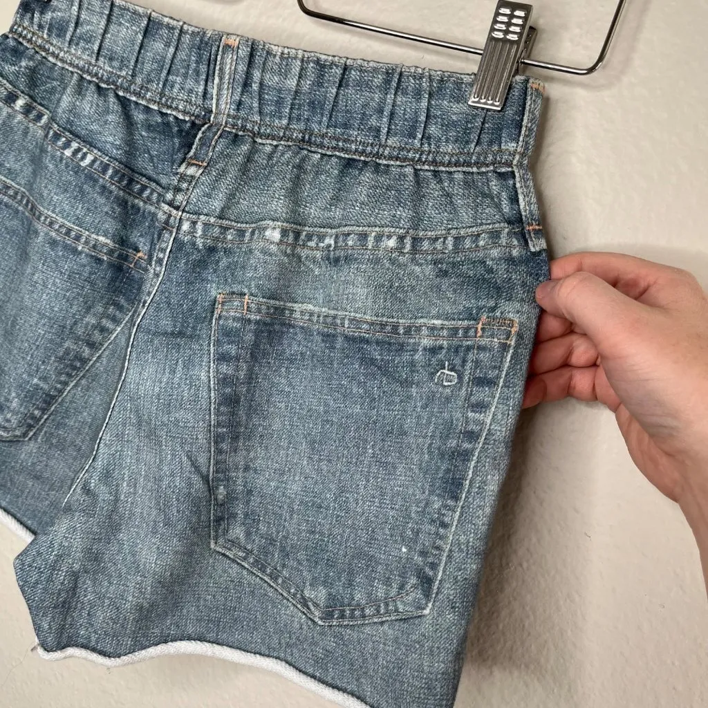 Rag & Bone Womens Miramar Printed Denim pajama terry jean Shorts Size 2XS - Image 7