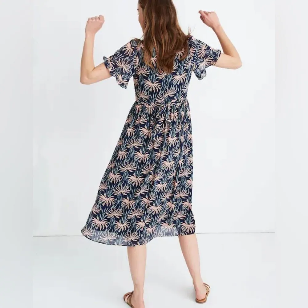 Madewell Ruffle-Sleeve Midi Dress in Oasis Palms Size XS - Image 6