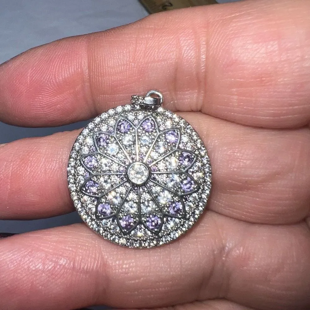 Silver Tone CZ Mandala Pendant - Image 5