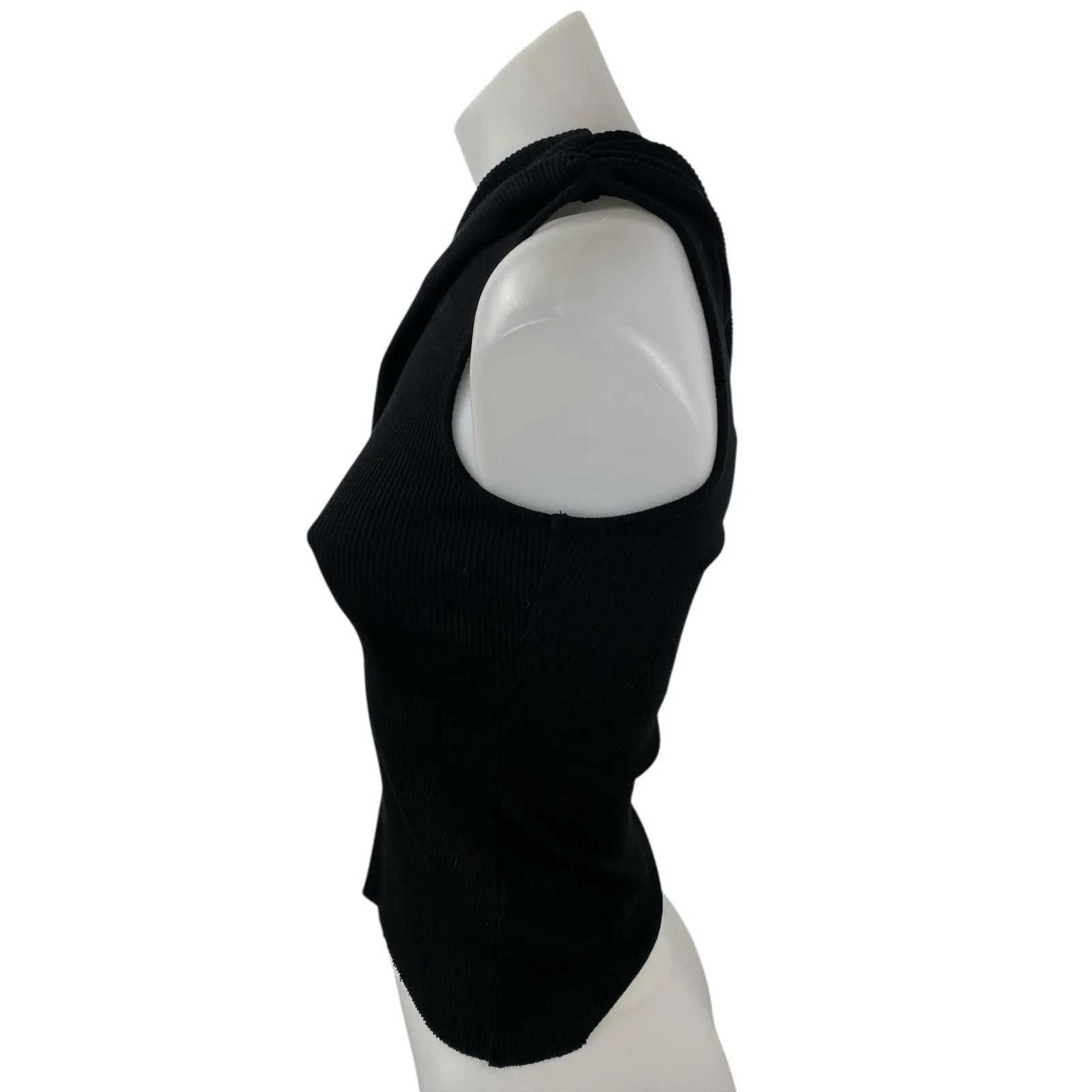 The Range Women's Black One Shoulder Ribbed Knit Sleeveless Blouse Top Size XS - Image 2