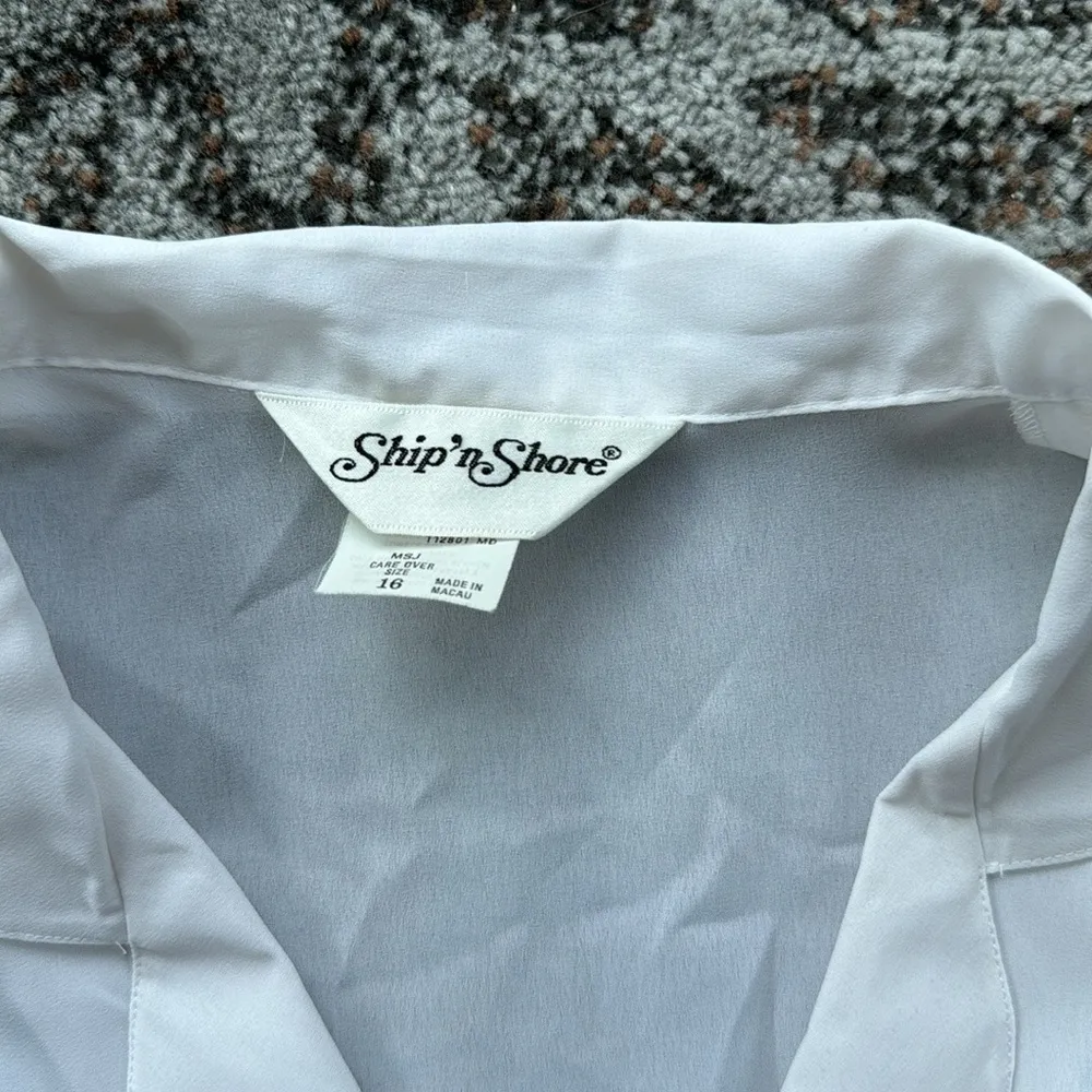 Vintage Ship n’ Shore Button Down Cap Sleeve Blouse White 16 - Image 2