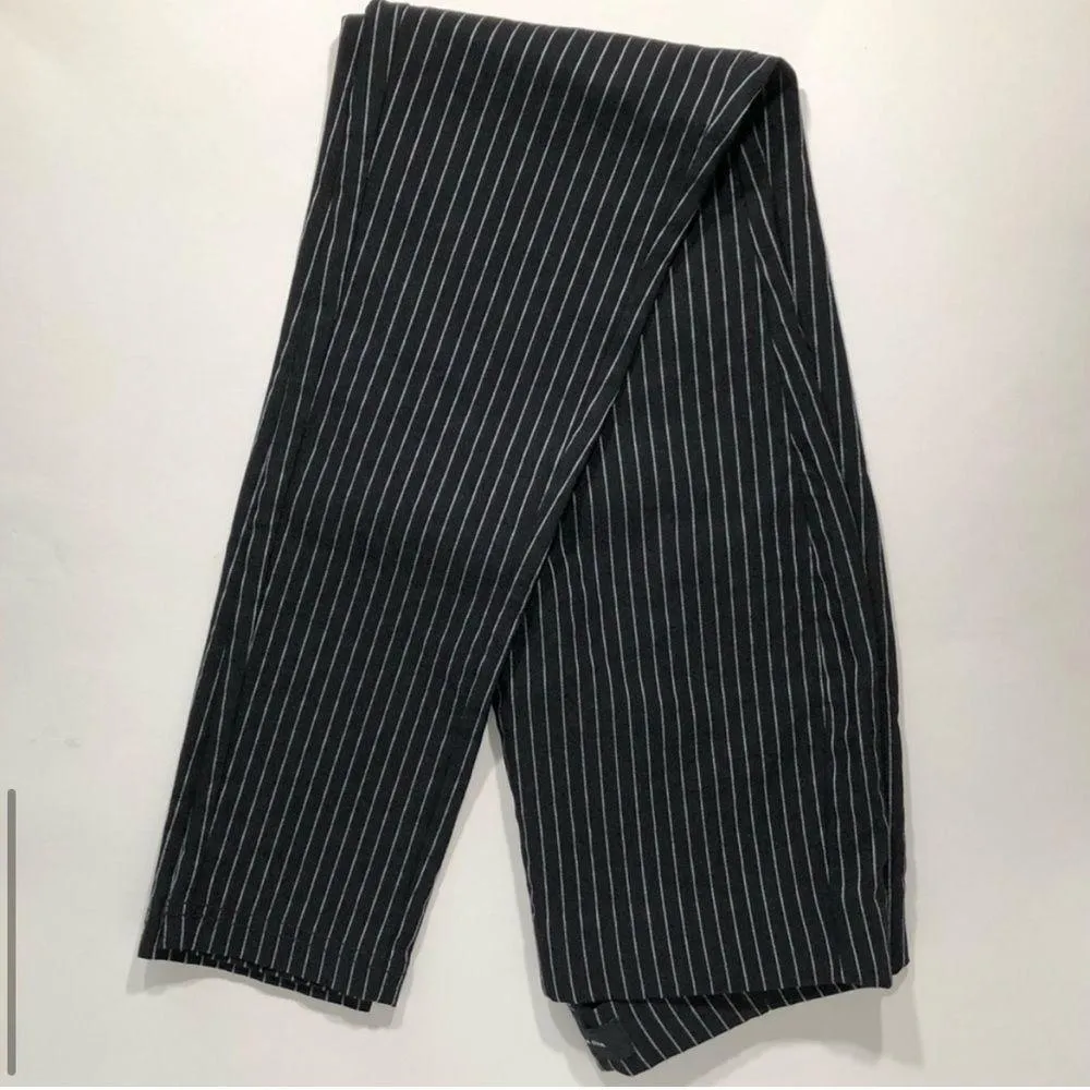 CROPPED HIGH RISE STRETCH PANTS — BLACK WHITE PINSTRIPE — 8 - NWT! - Image 2