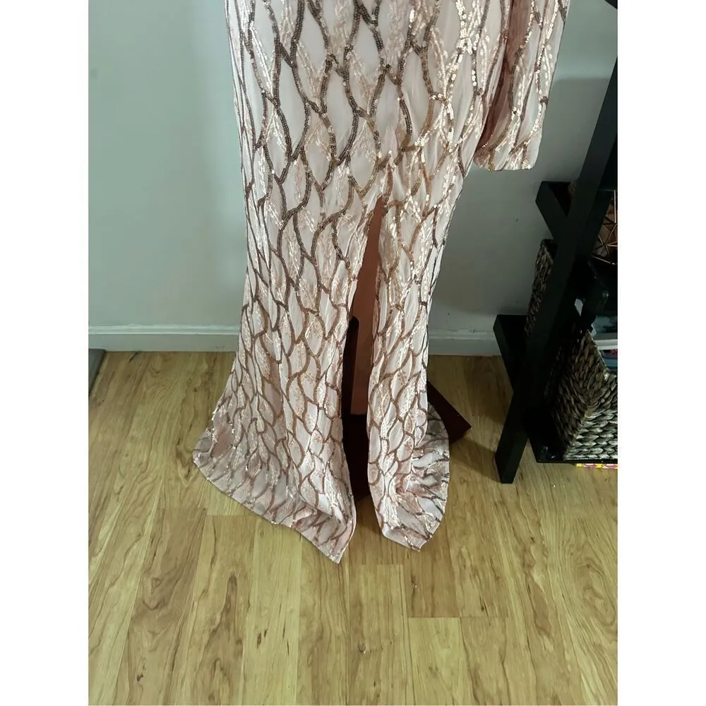 Lulus pink long sleeve sparkley fancy dress size large - Image 2