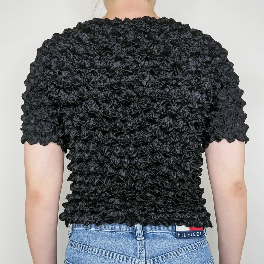 Vintage 90s Black Bubble Popcorn Shirt Size M - Image 3