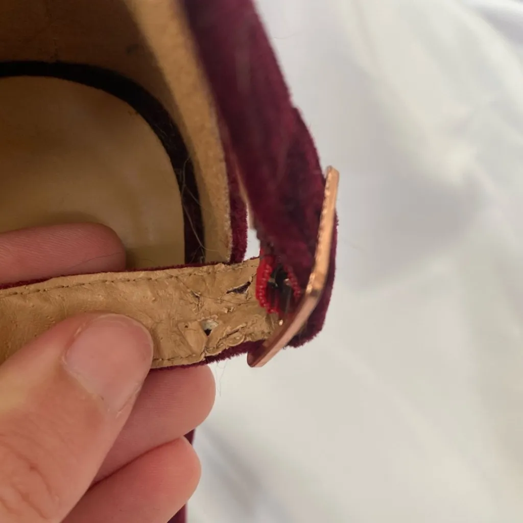 Anne Michelle Red Velvet Heels Size 6 - Image 4