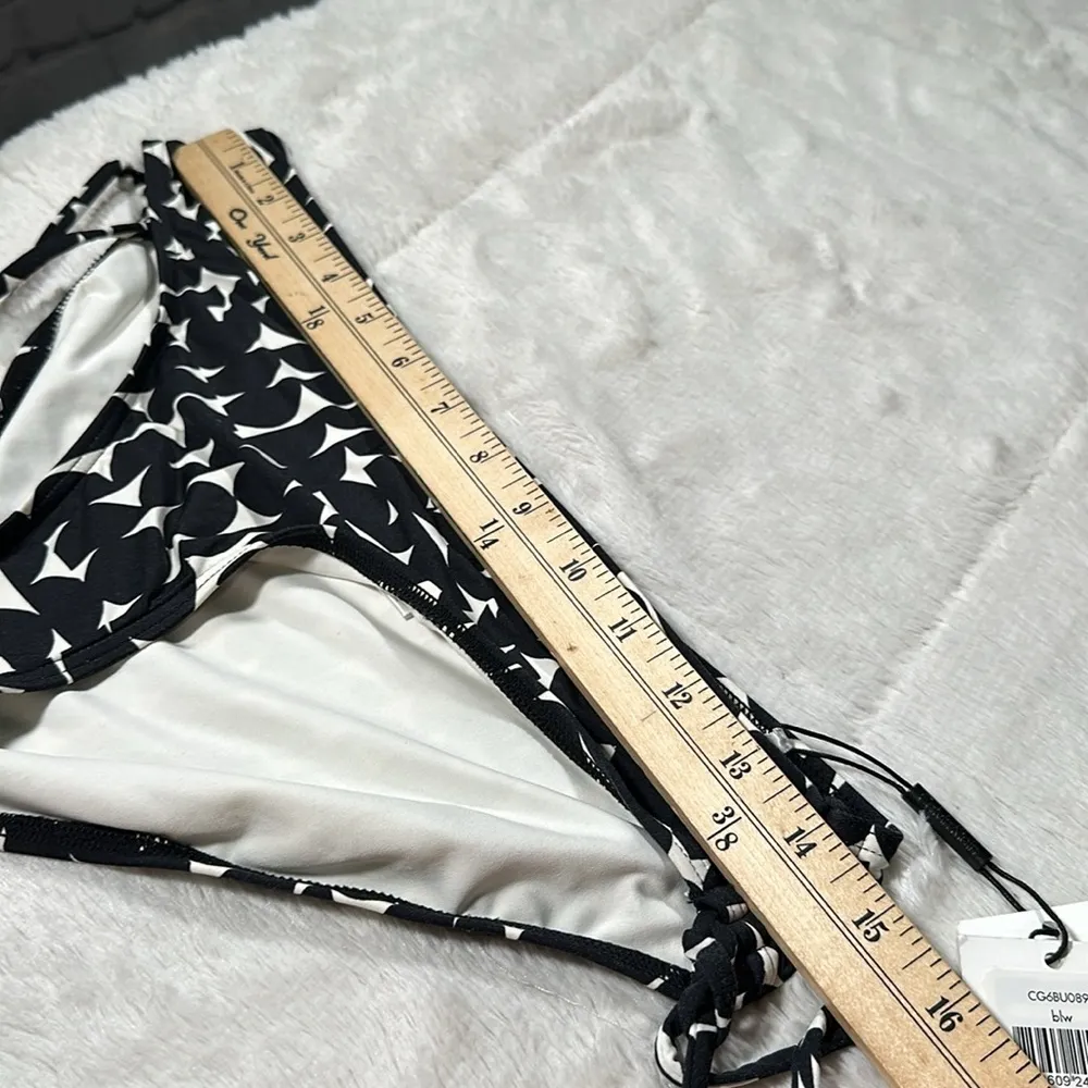 Calvin Klein Swimwear Geometric Black & White Side Tie Hipster Bikini Bottom XS - Image 9