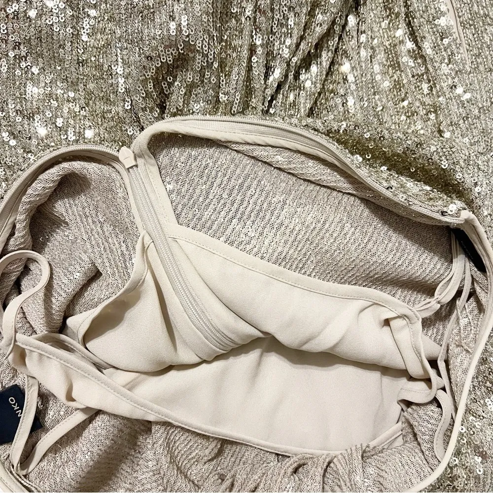 NWT PINKO Aquarius Gold Sequin Jumpsuit Flared Sleeve Wide Leg Cocktail US 6 - Image 14