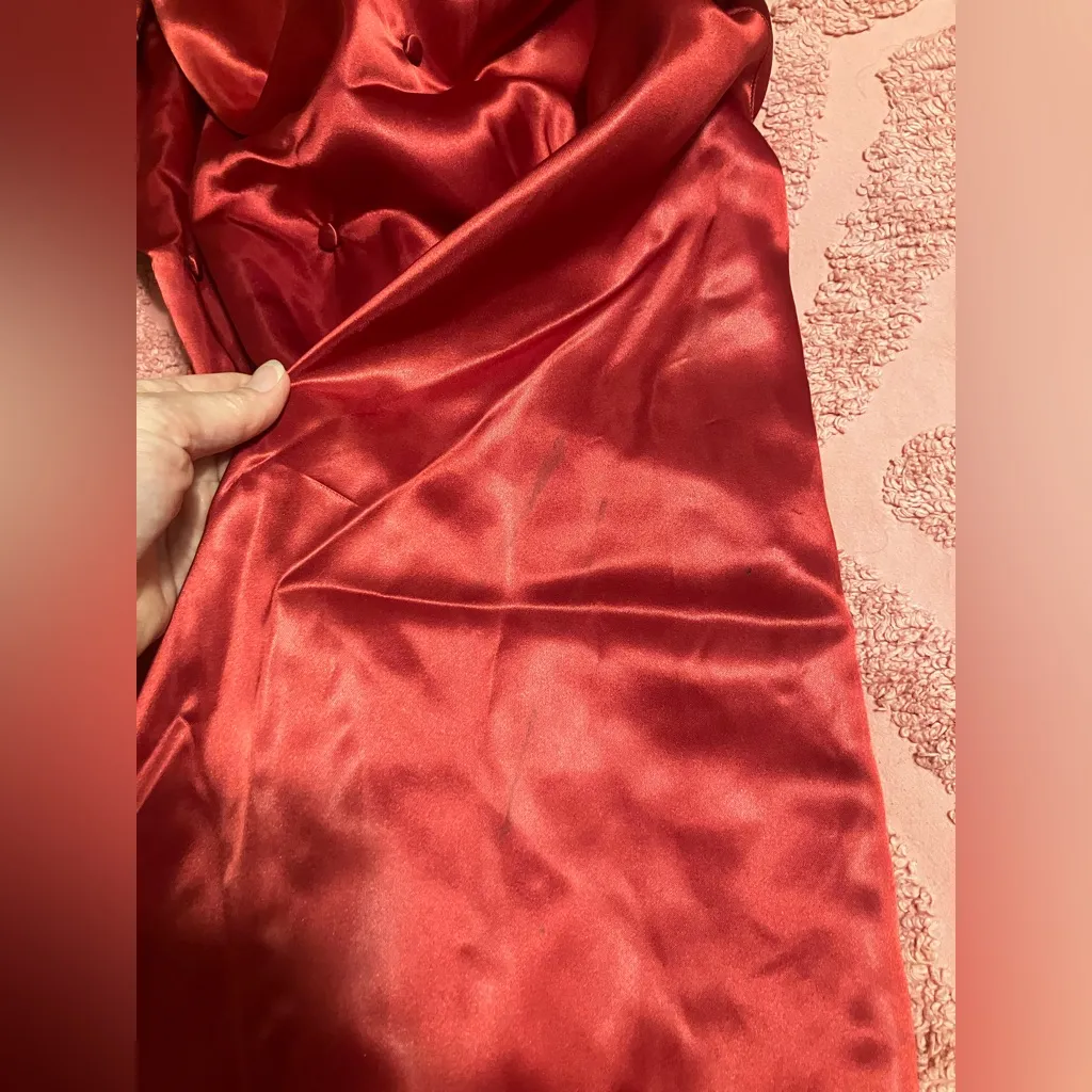 Vintage 1930s / 1940s red satin dress, medium - Image 11