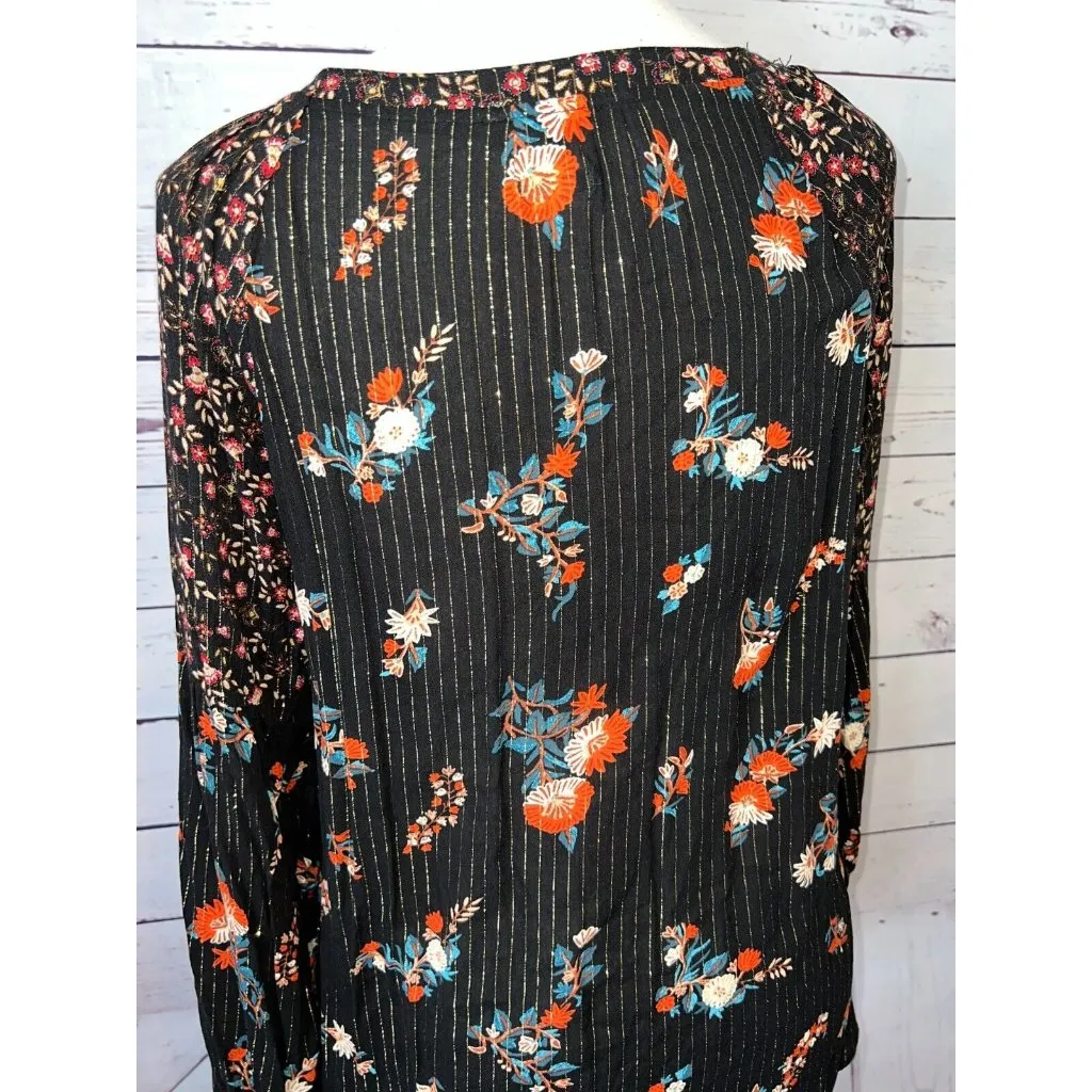 Miss Me Western Blouse‎ Shirt Medium Long sleeve Western Metallic Floral Viscose - Image 5