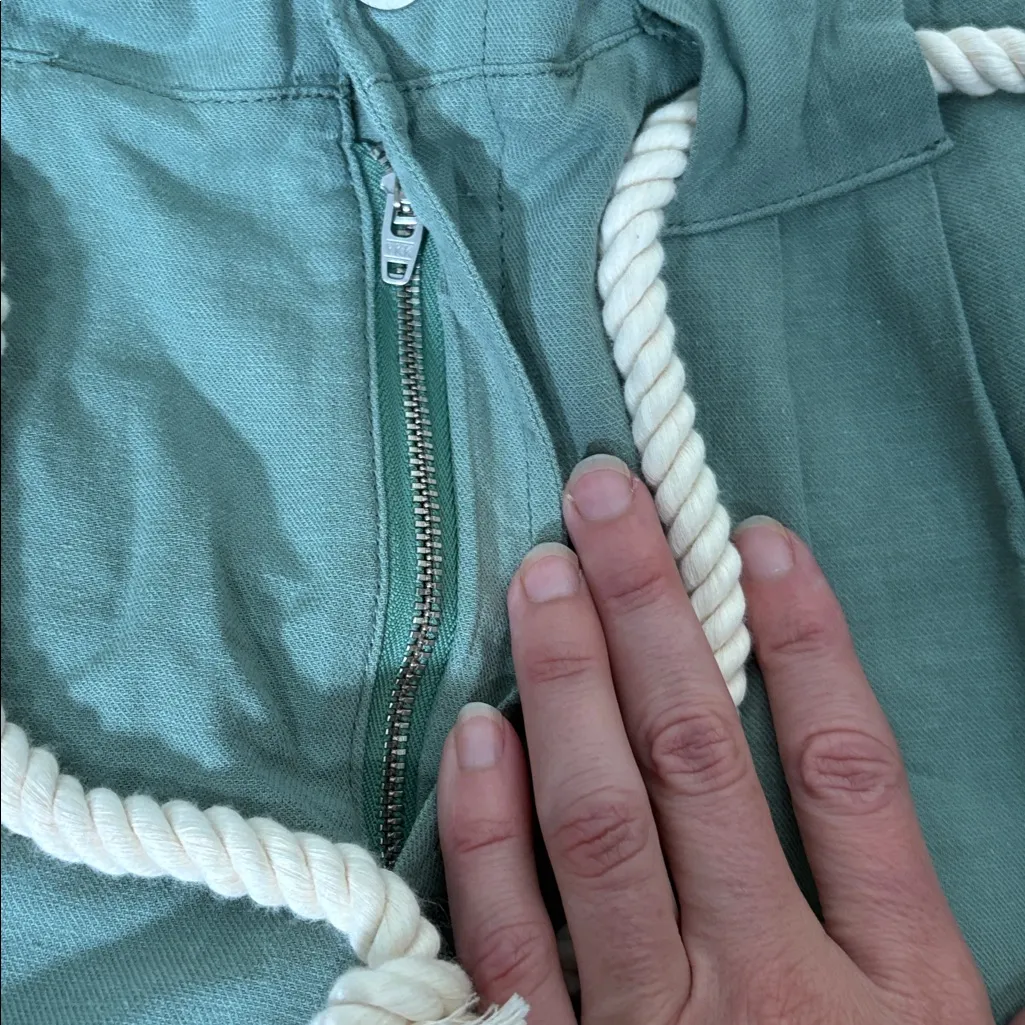 DRIFTWOOD DENIM Vicki Linen-blend Pant Paper‎ bag Green Aloe size 28 NWT - Image 5