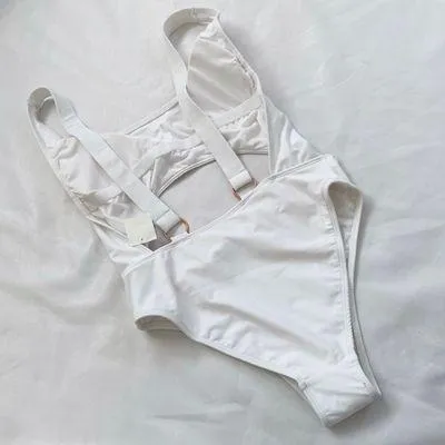 Rachel Roy NWT  White Cut Out Strap Back Cheeky Coverage One Piece Swimsuit L - Image 6