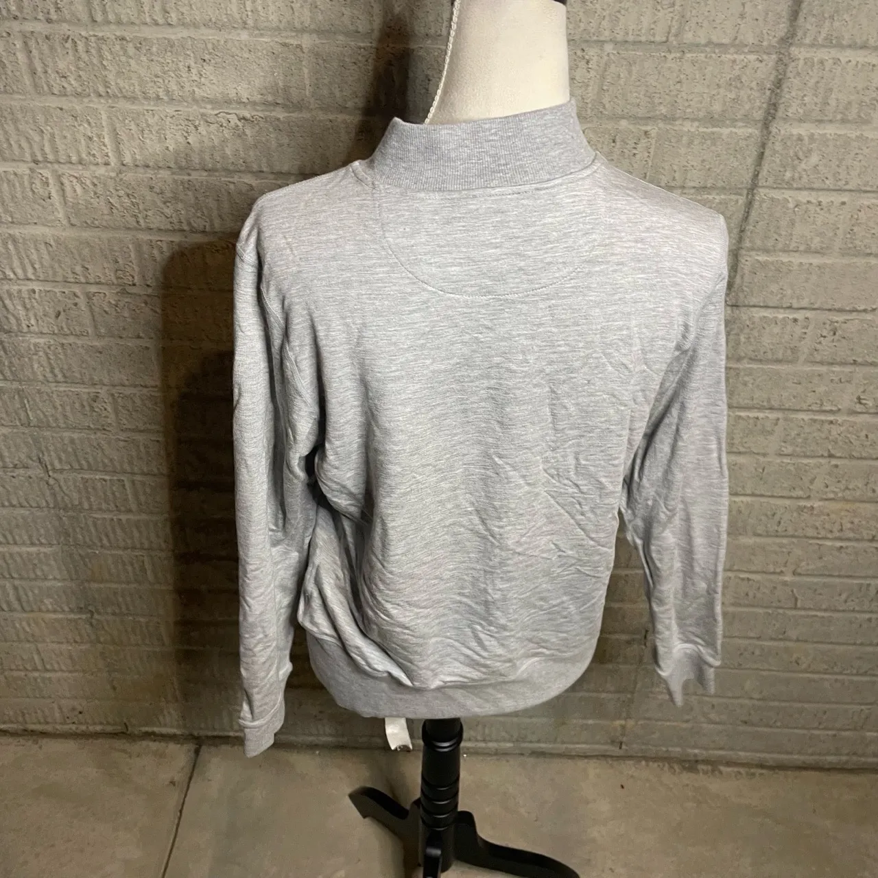 Straight‎ Down Zip Up Mock Neck Long Sleeve Casual Sweatshirt Jacket Size Medium Gray - Image 3