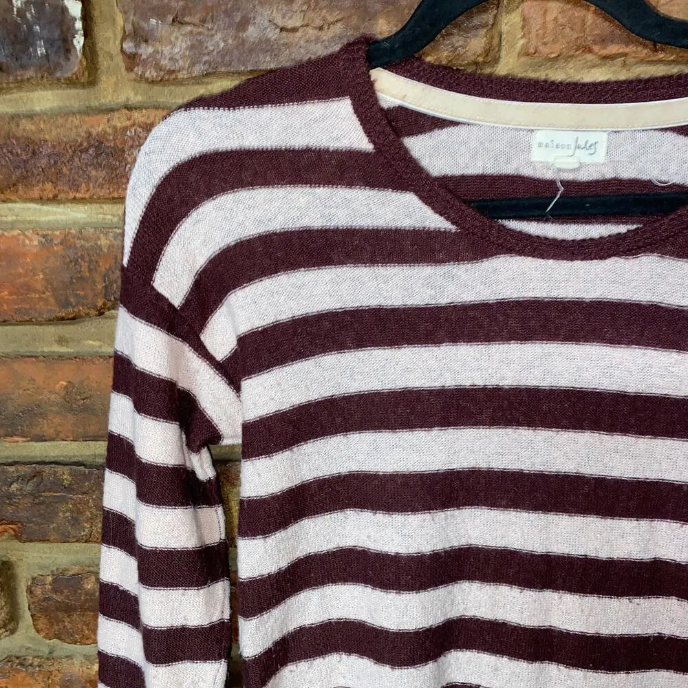 Maison Jules Burgundy Pink Striped Knit Lightweight Top Women's Size XS - Image 2