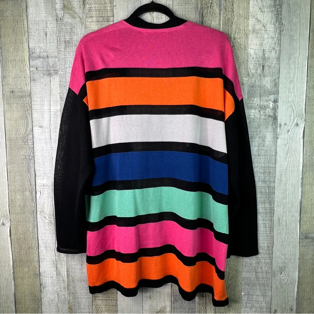 Joan Vass Size 3 Long Sleeve Open Front Multicolored Cardigan Sweater - Image 2