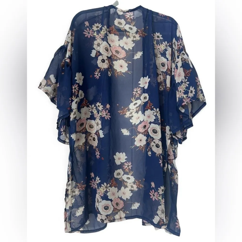 Boho Floral Sheer Kimono Cardigan | Festival Beach Cover Up | One Size - Image 3
