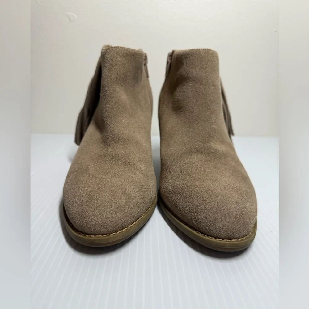 Faros Boots Womens 8 Tan Suede Studded Fringe Zip Ankle Booties Cowgirl - Image 3