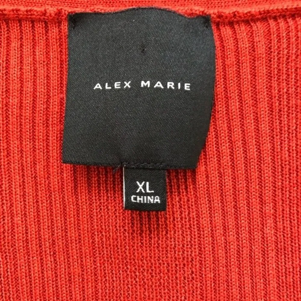 Alex Marie Rust Orange Ribbed Sleeveless Button Front Vest - Image 97