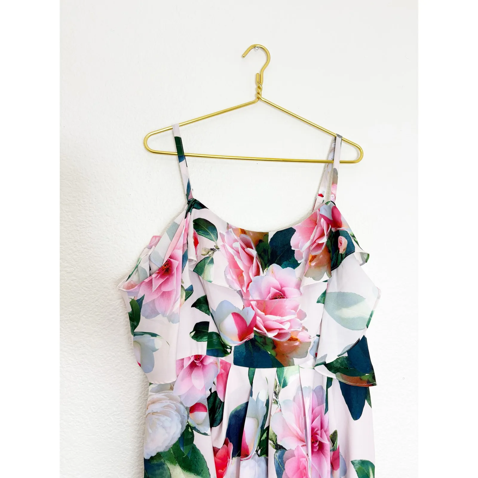 City Chic Love Me Do Midi Dress Plus Size 16 Pink Floral Cold Shoulder Wedding - Image 4