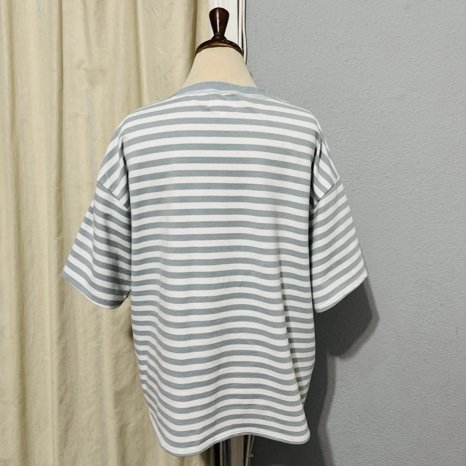 THINGS BETWEEN Striped Tee Green/White Size L Boxy Oversized Short Sleeves Green Size L - Image 5