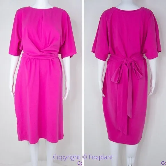 NEW Eloquii Barbie Pink Cross Front‎ Flutter Sleeve Dress, size 20 - Image 4