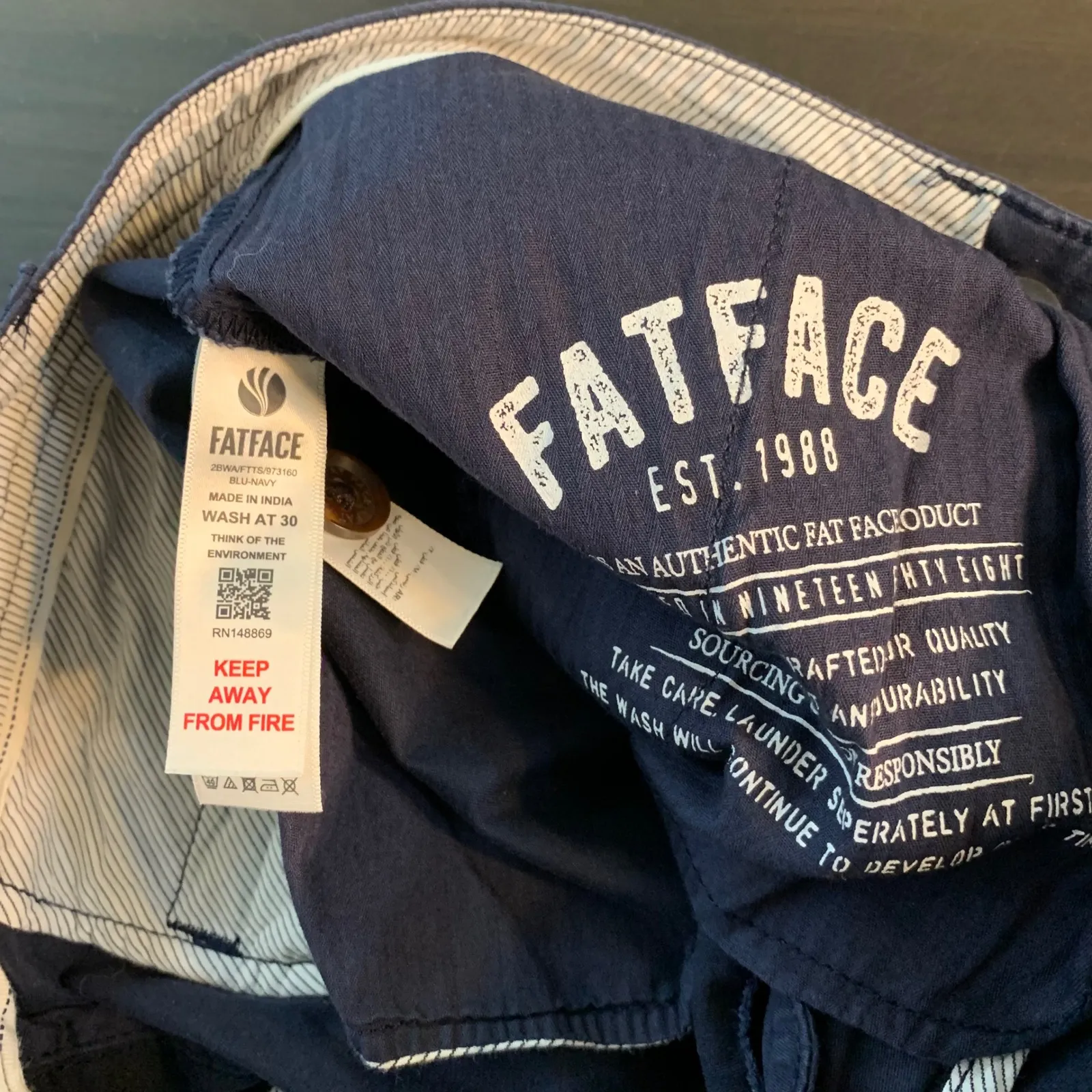 Fat Face Devon Chino Navy Blue Regular Fit Women's Pants Size 8 Basic Minimalist - Image 7