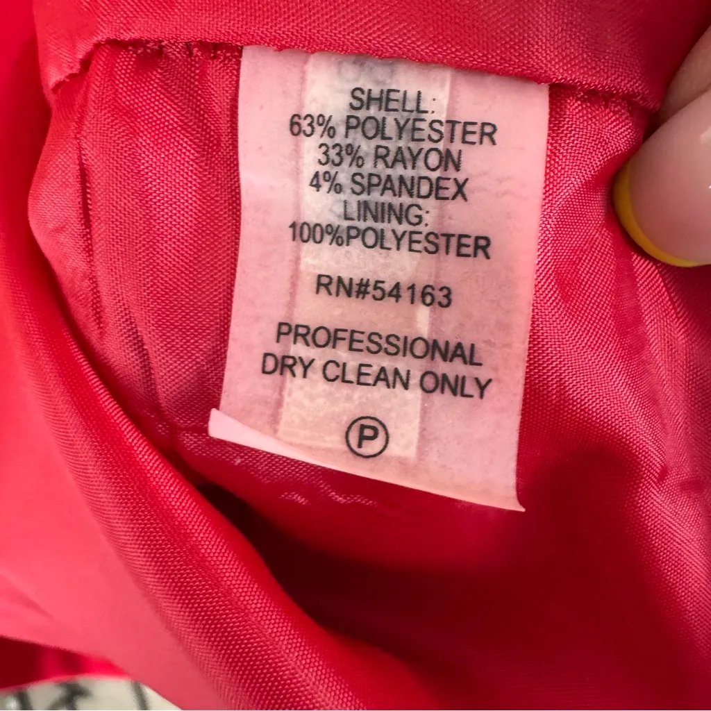 Calvin Klein Faux Wrap Dress Size 12 Imperial Red Sleeveless Gold Detail - Image 7