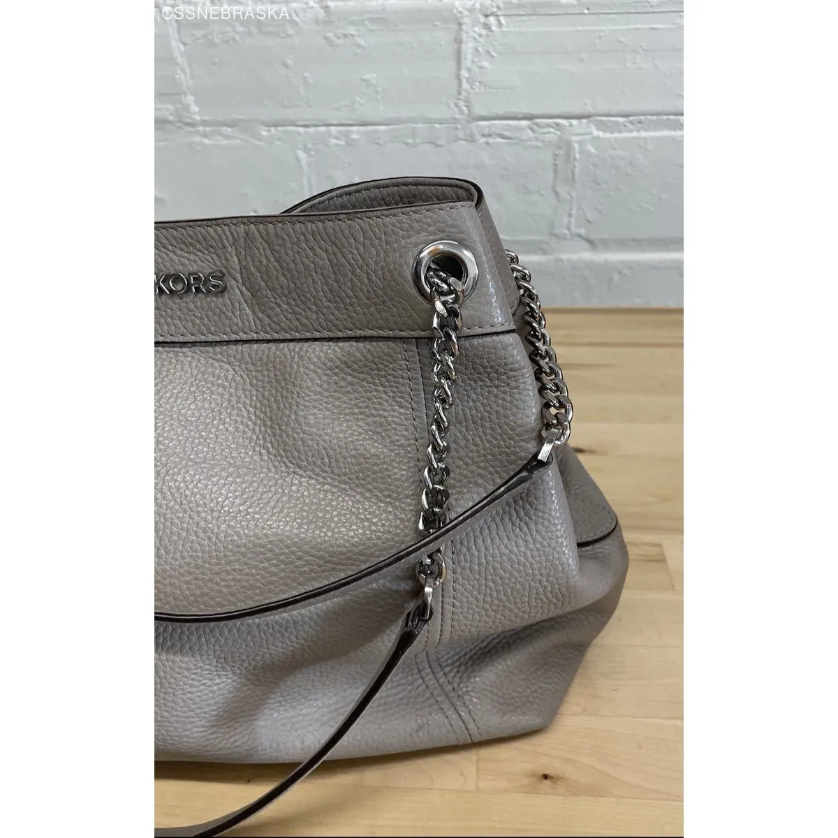 Michael Kors Gray Pebble Leather Jet Set Chain Strap Double Shoulder Bag -M - Image 2