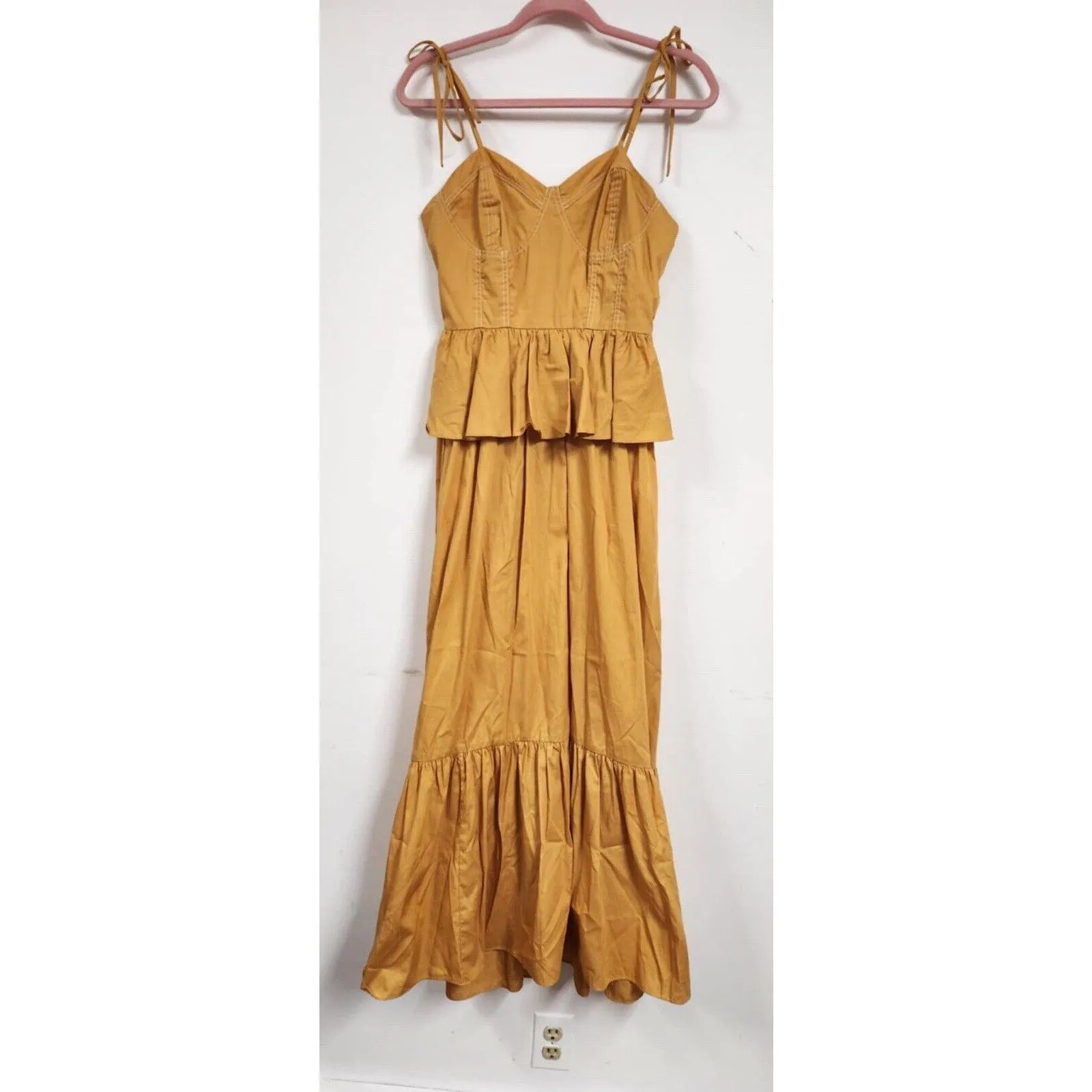 MISA Los Angeles Rosie Bustier Peplum-Waist Poplin Maxi Dress - Size M - Image 7