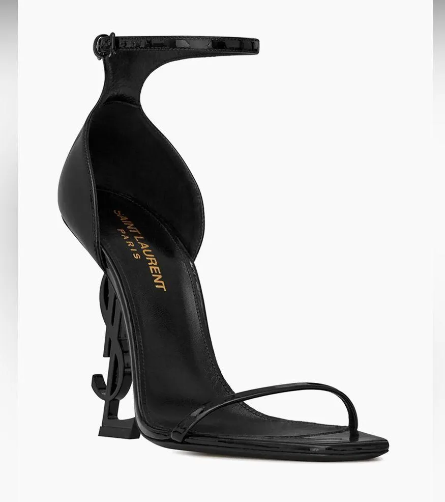 Yves Saint Laurent opyum leather Black Sculptural Heel Sandals - Image 2