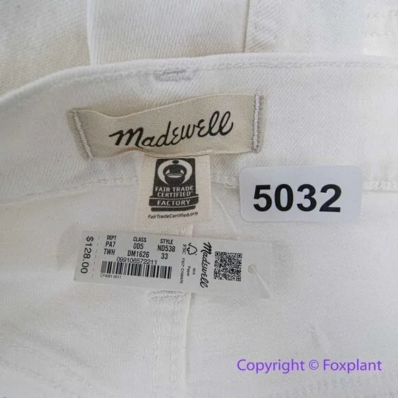NEW Madewell The Perfect Vintage Wide-Leg Crop‎ Jean Tile White, 33 - Image 14