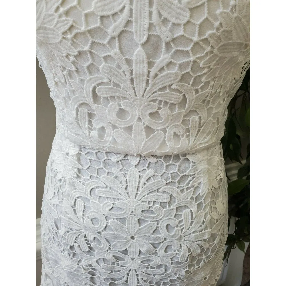 Simply Women's White Floral 100% Polyester Off the Shoulder Knee Length Dress L Size L - Image 3