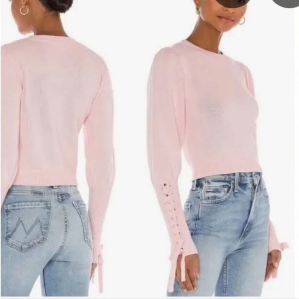 525 America Sweater Braided Tie Puff Sleeve Sweater Size Small - Image 4