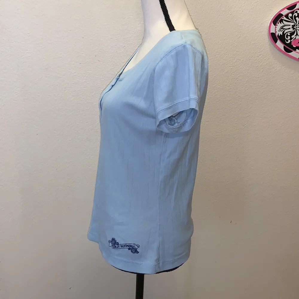 Harley Davidson Boise Idaho Biker blue shirt sleeve shirt - Image 4