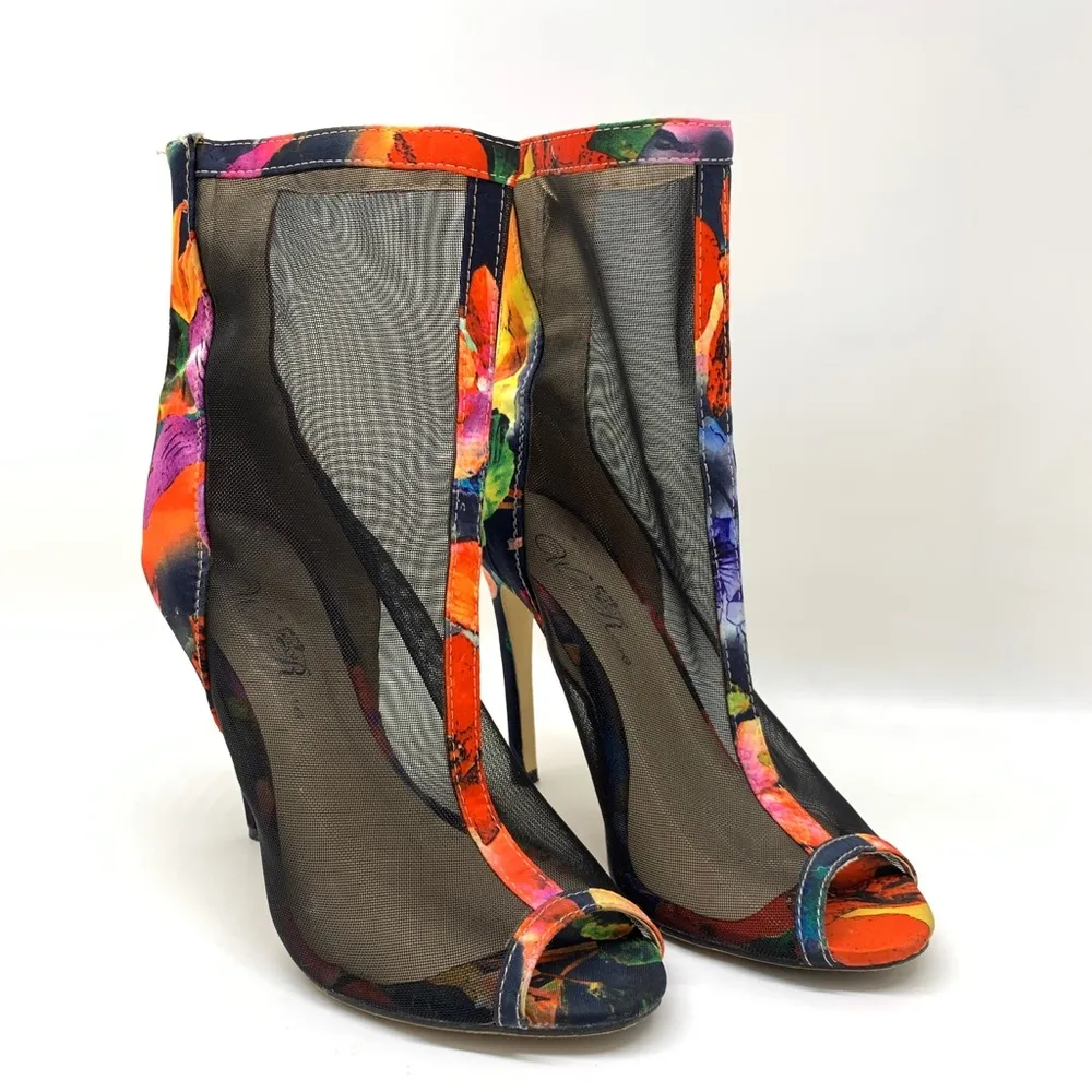 Wild Rose Giselle Women Satin Fabric Mesh Floral Stiletto Bootie Size 5.5 - Image 4