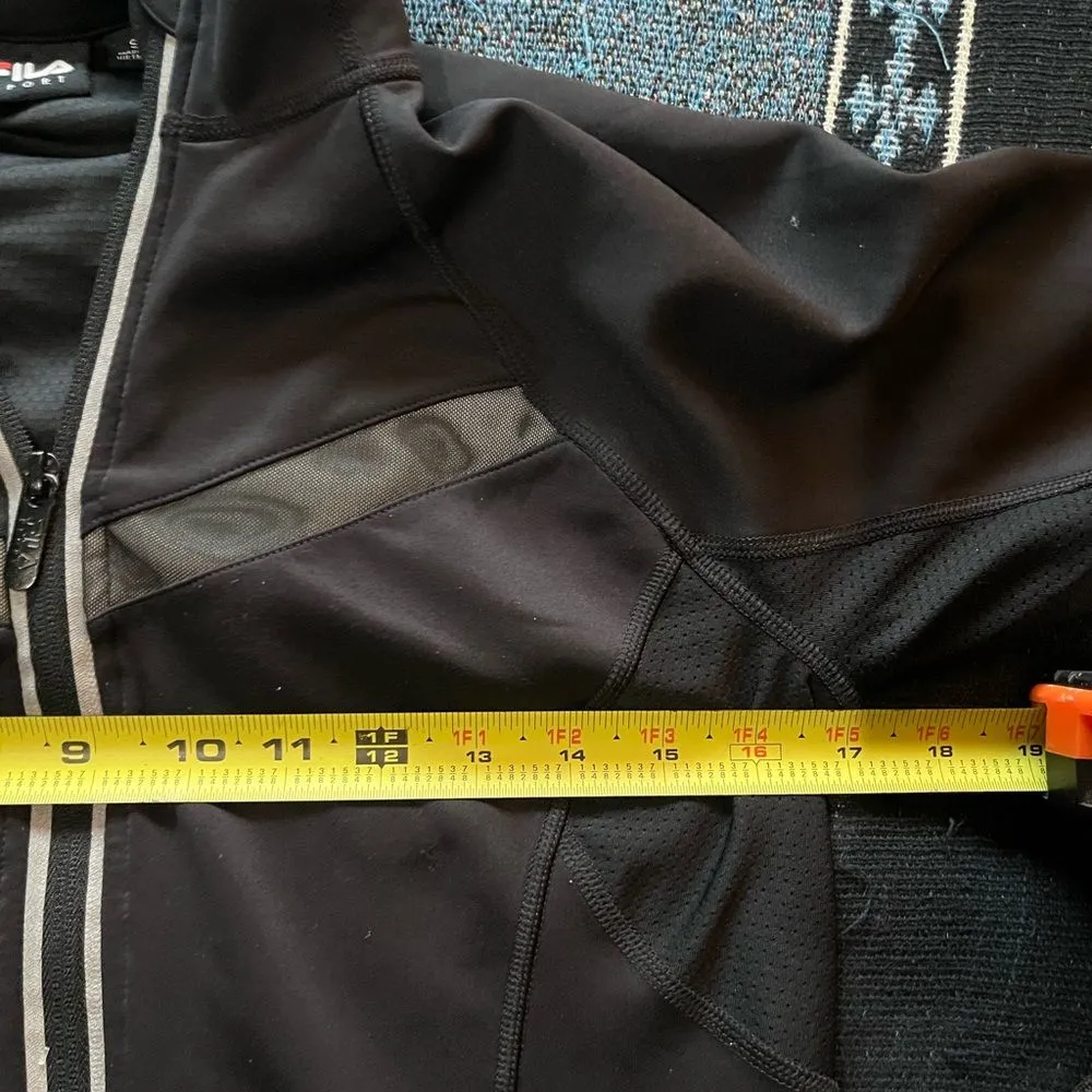 Fila Sport Performance Reflective Full Zip Running Jacket Black Gray SZ Small - Image 12