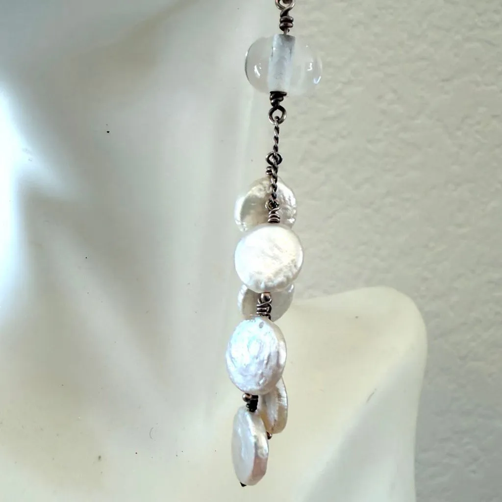 Sterling Silver & Freshwater Pearl Dangle Earrings - Image 8