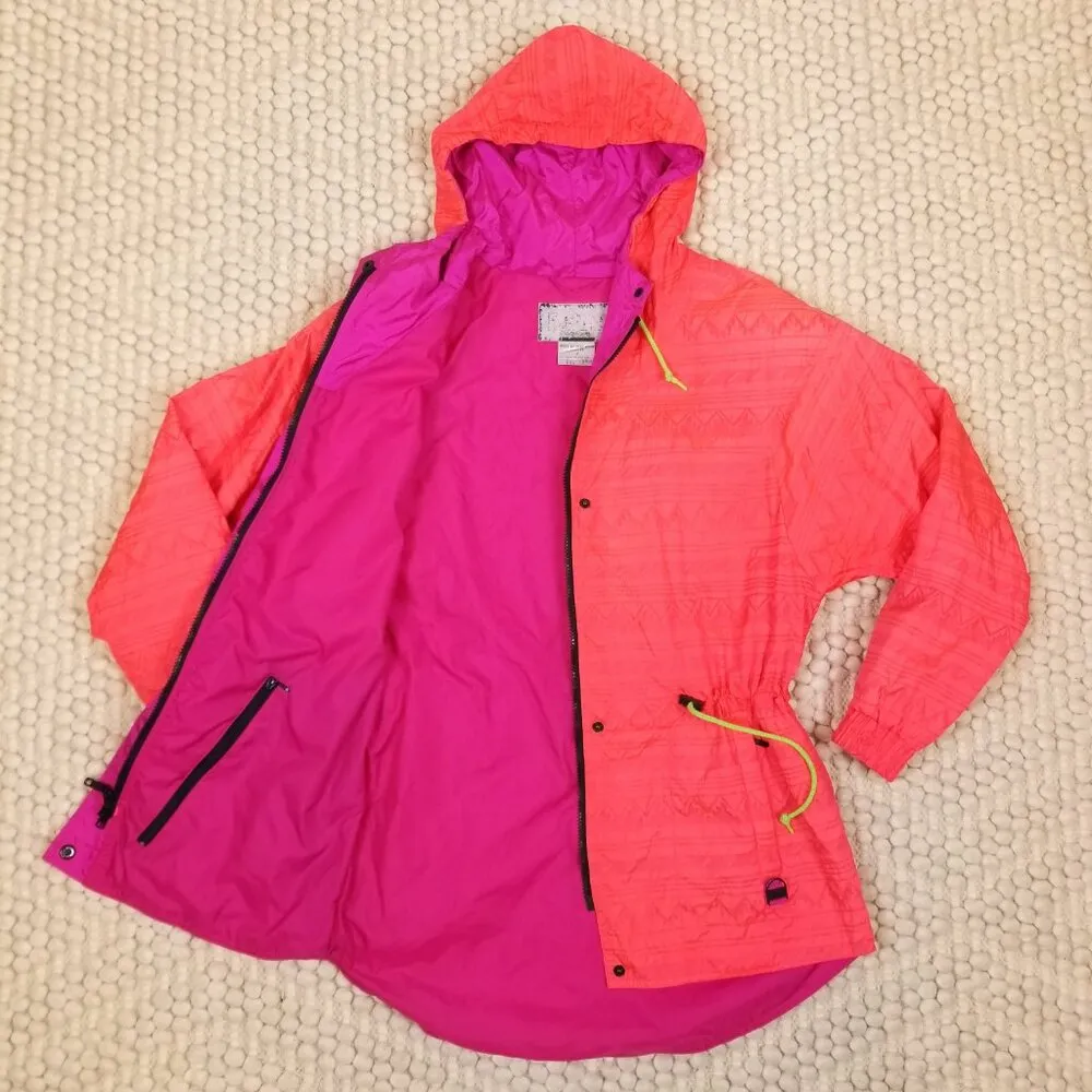 Skyr Vintage 80's Neon Lightweight Windbreaker Ski Jacket Orange Sz 8 - Image 8